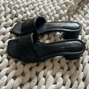 Marc Fisher Woven leather sandals, 8.5, Block Heel
